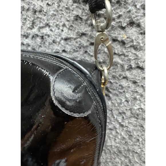 Vintage 80's Gucci Women's Monogram Logo Leather Crossbody Bag Black Gold - Picture 5 of 15